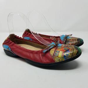 ICON Red Leather Ballet Flat Italy Scene Size 40